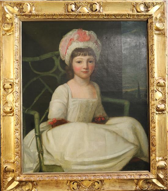 English School Portrait of a young lady from the Courtenay Family, 29 x 24in.